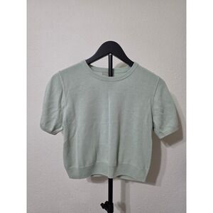 SPAO Trensic Sage Green Short Sleeve Knit Sweater Top Korea Size L SPKWD25U01-00